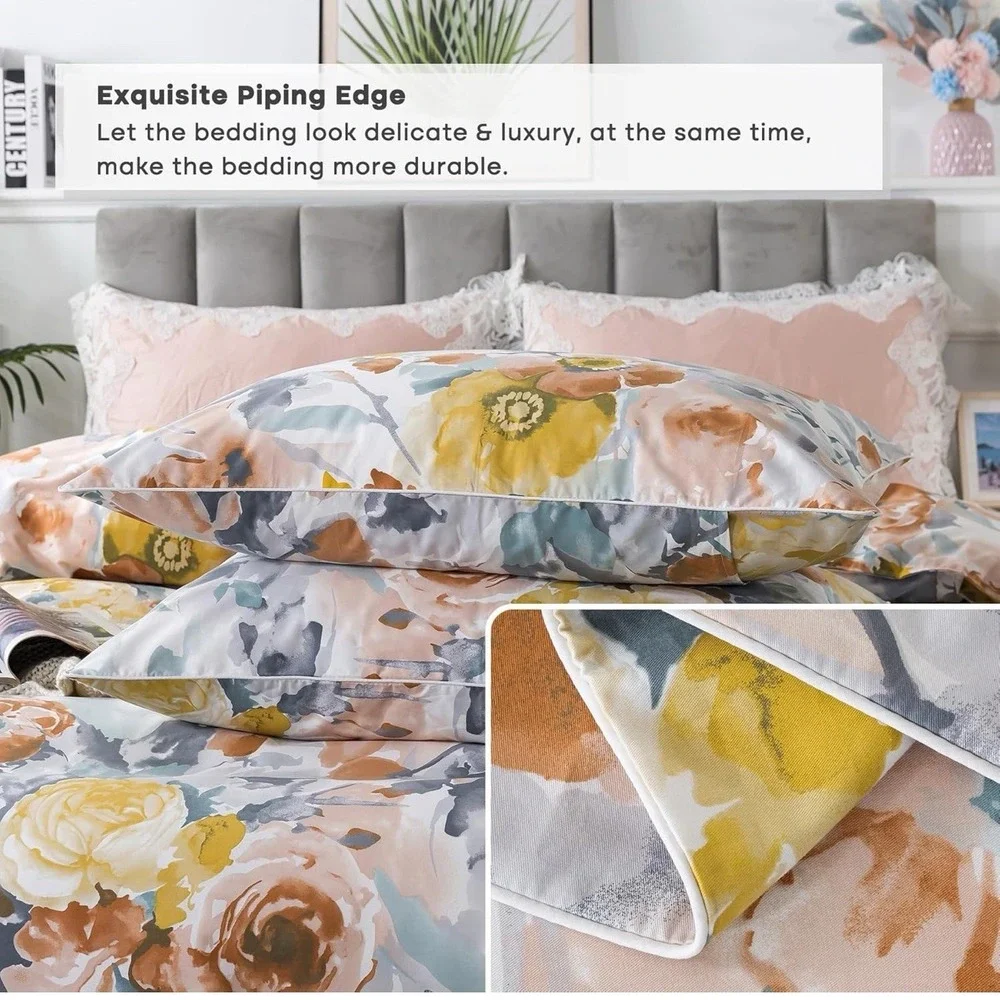 Duvet Cover Set Full Size 3 Piece Luxury Farmhouse Bedding 82x86